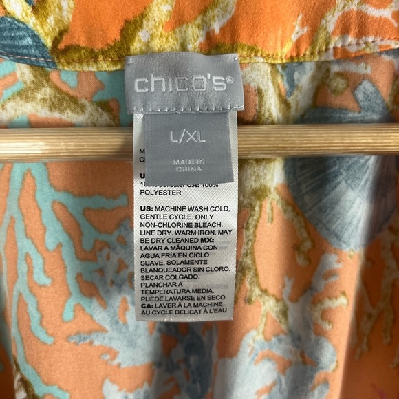 Chicos CORAL REEF RUANA COVERING RUANA PARADISE LILY size l/XL - Picture 6 of 8